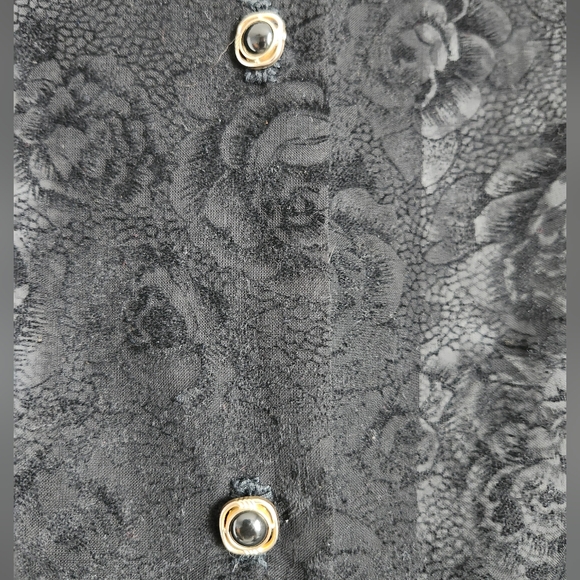 Vintage Black Floral Lace Button Up Vest - Picture 3 of 4
